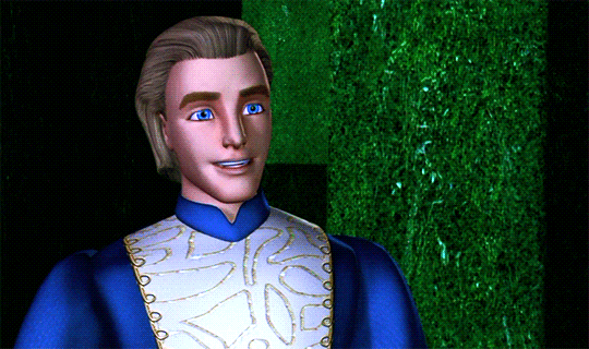 Scene from an animated Barbie movie where Ken squints and leans forward