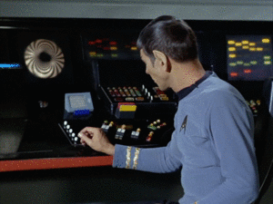 Scene from Star Trek where Spock turns around and makes a face