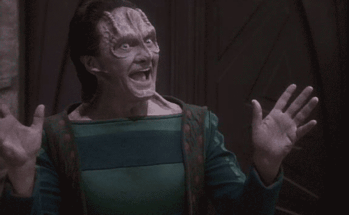 Scene from Star Trek Deep Space Nine where Garak does jazz hands