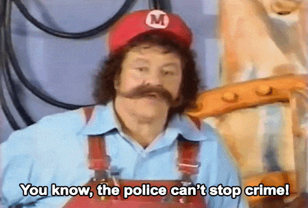 Scene from a Super Mario Bros Super Show PSA where Mario says that if you do drugs you go to hell before you die