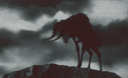 Scene from Ringing Bell of a scary looking horned sheep