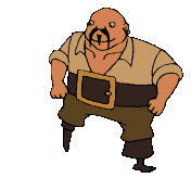 Animation from Secret of Monkey Island where the short barber dances