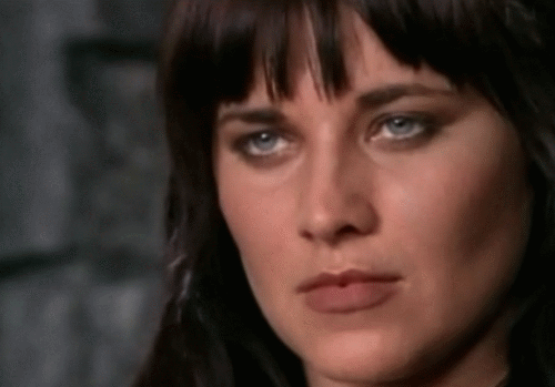Scene from the show Xena: Warrior Princess where Xena raises a brow